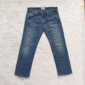 Current/Elliot Size 24-0 The Boyfriend‎ Raw Hem Dark Blue Denim Jean Mid Rise